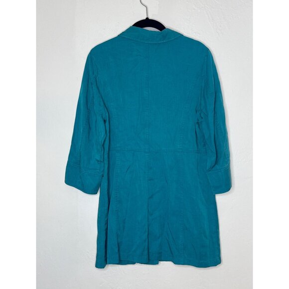 Soft Surroundings Marcie Jacket Tencel Button Front 1/2 Sleeve Teal Small NWOT - Picture 5 of 6